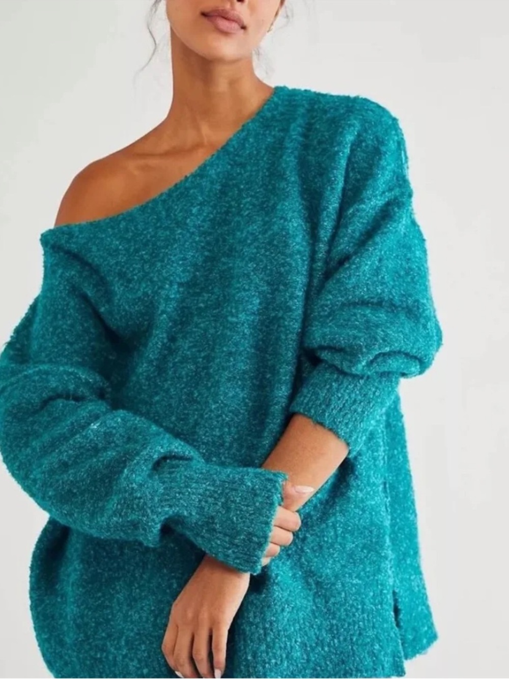 Free People Moira Slouchy Tunic Sweater Turquoise